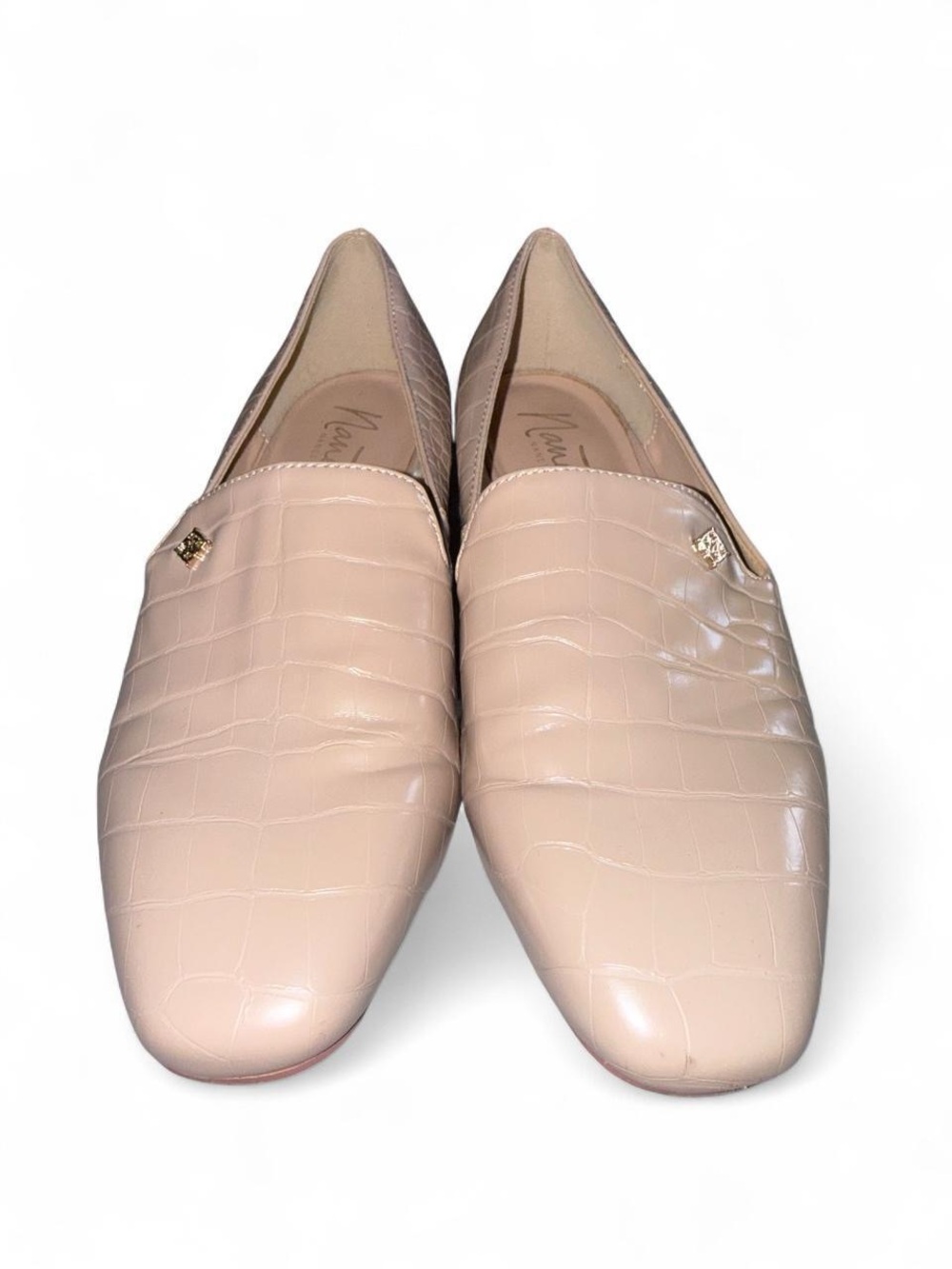 Nanette Lepore Croc-Embossed Slip-On Loafers in Beige